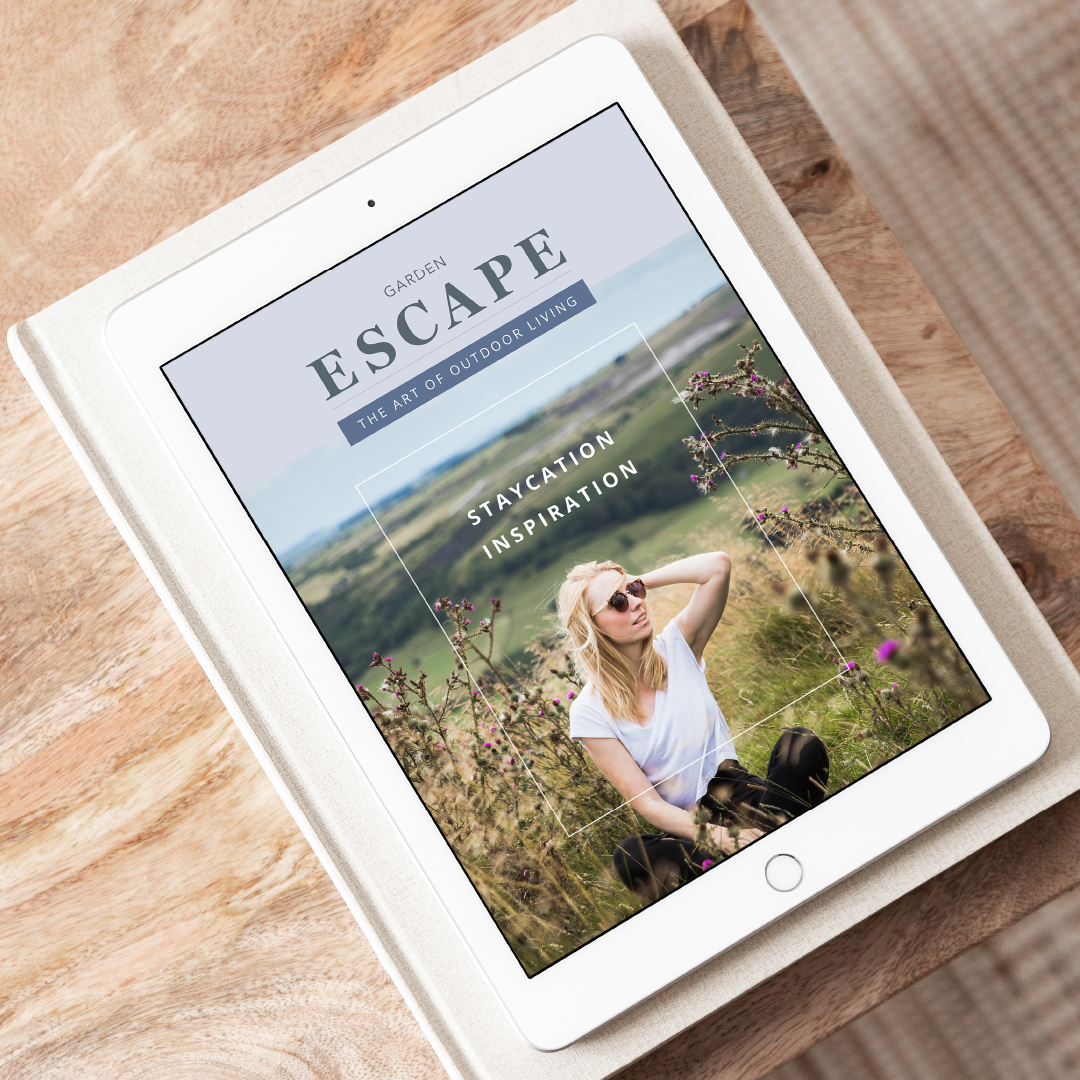 Garden Escape blog page displayed on a tablet device.
