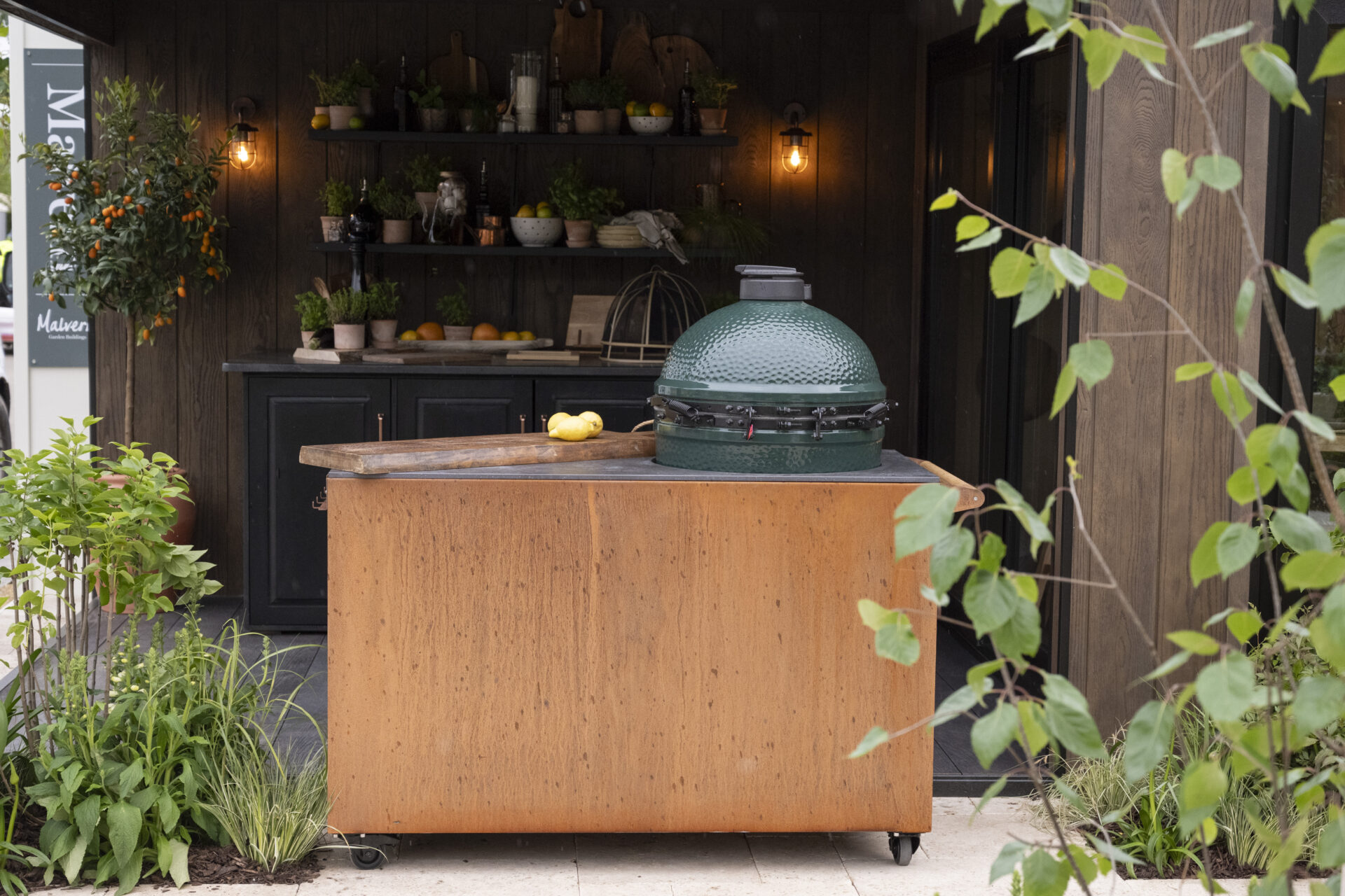 Big Green Egg Corten Steel Kitchen Chelsea Flower Show Malvern Garden Buildings