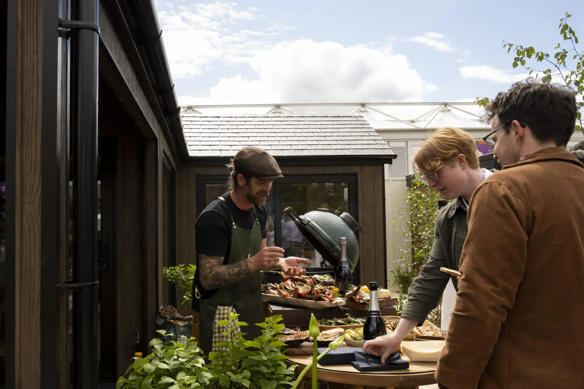 James Strawbridge at Chelsea Flower Show press day on the Malvern Garden Buildings tradestand