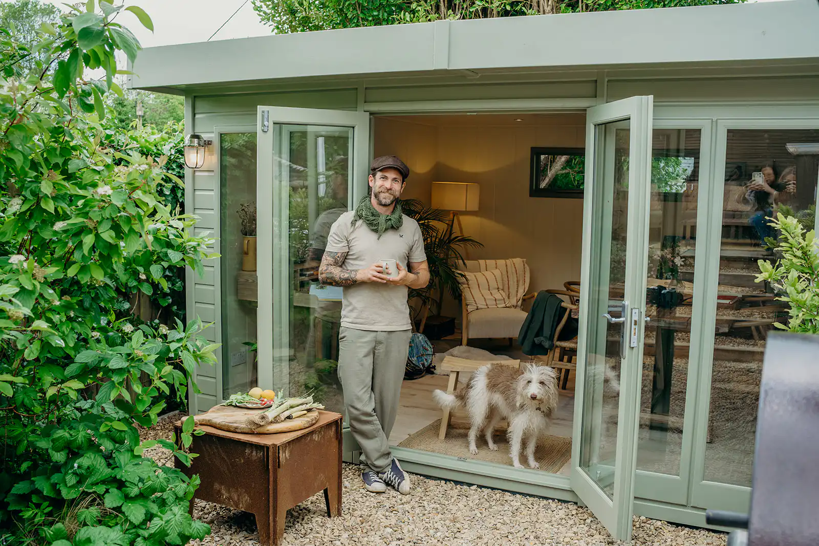 Chef James Strawbridge in the doorway of his Studio Flat by Malvern Garden Buildings