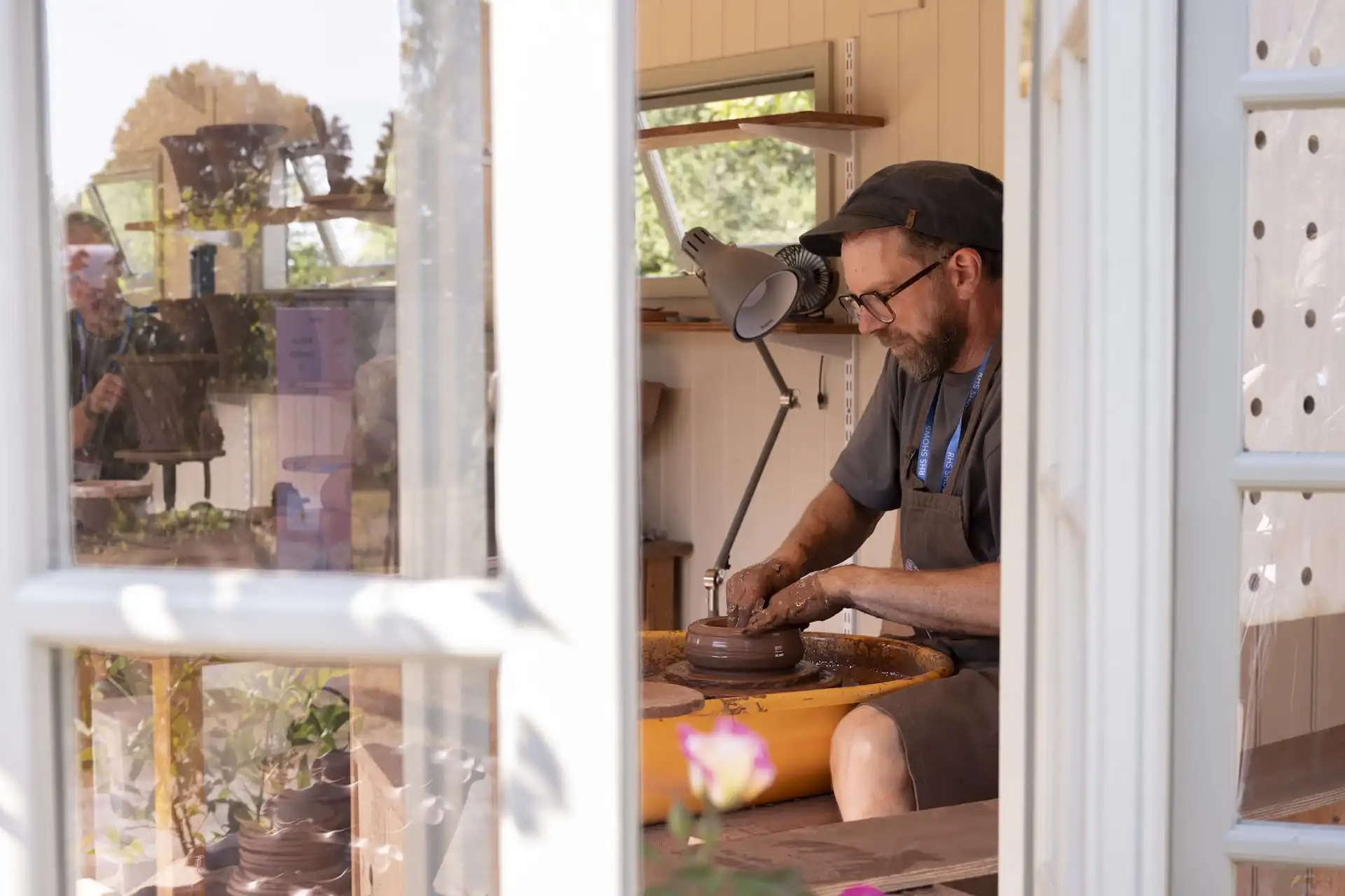 Matt Pasmore of Willow Pottery wokring inside studio