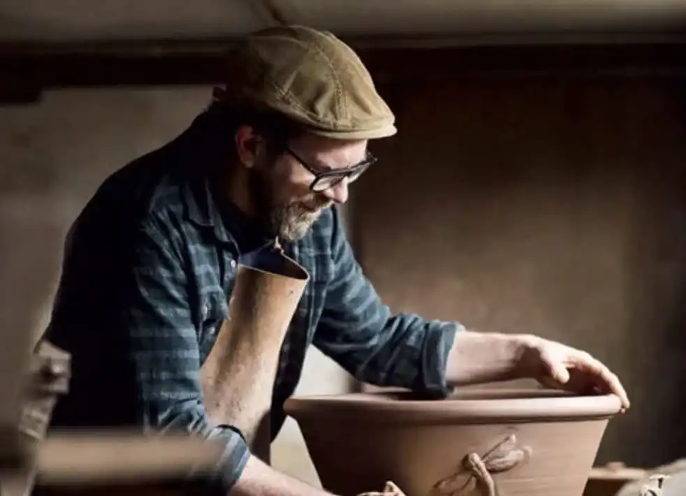 Matt Pasmore of Willow Pottery working with pottery