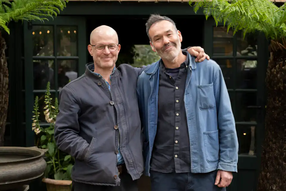 Edward Parkinson and Byron Thomas of Petersham Nurseries, designer of "The Conservatory" Houseplant Studio at Chelsea Flower Show 2026, sponsored by Malvern Garden Buildings