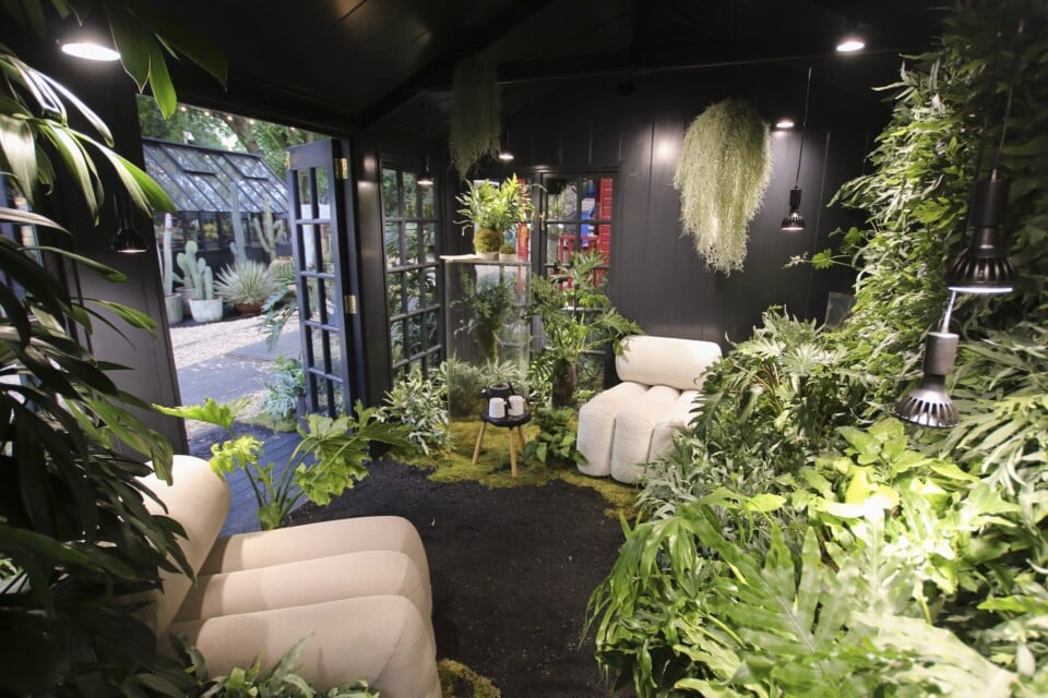 Seating inside of The TerrariROOM Houseplant Studio at RHS Chelsea Flower Show