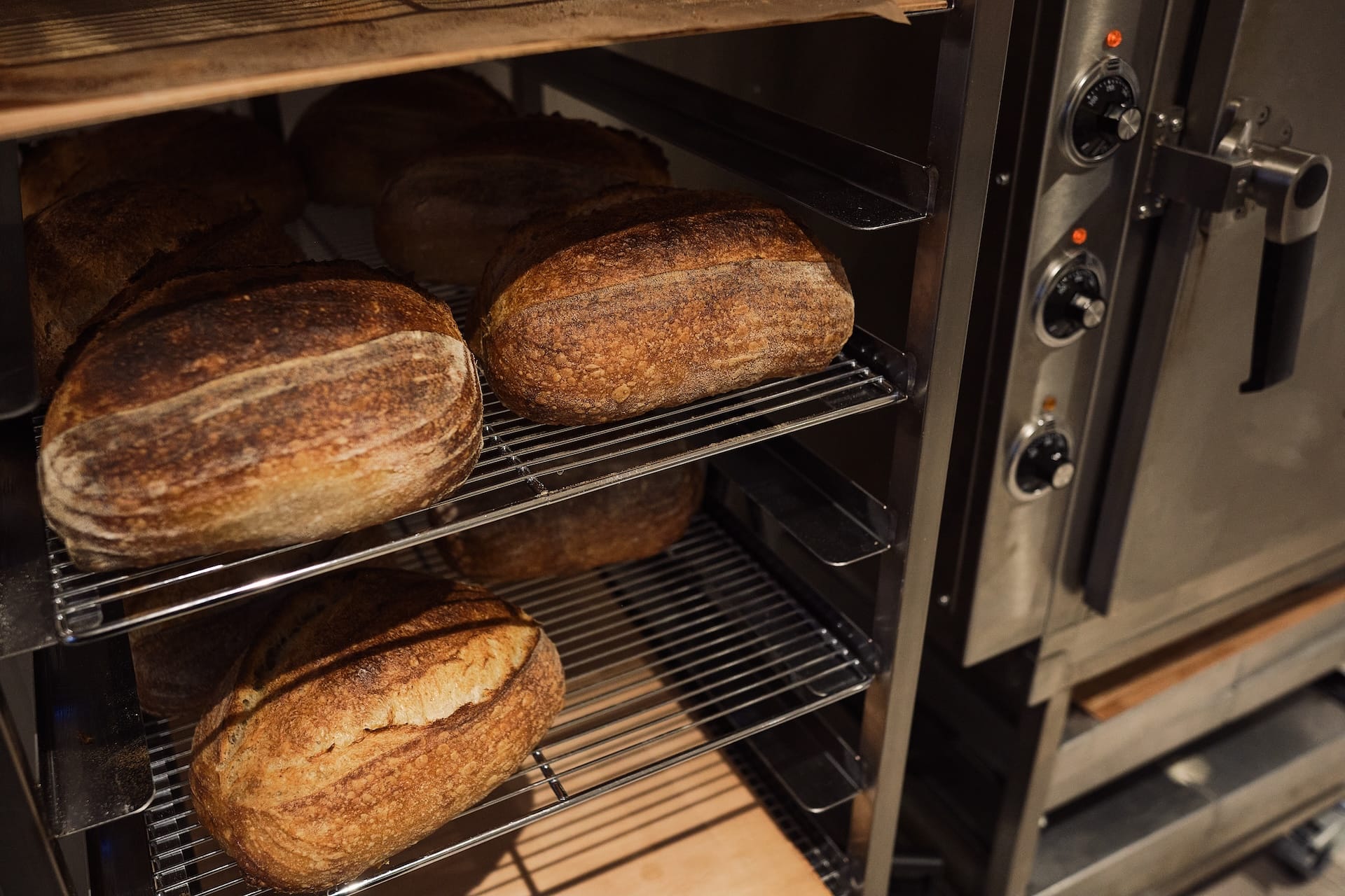bread loaves inside oven shelves by bread and more