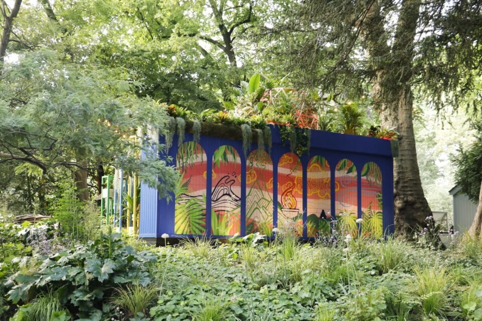 external side view of babylon beats at chelsea flower show