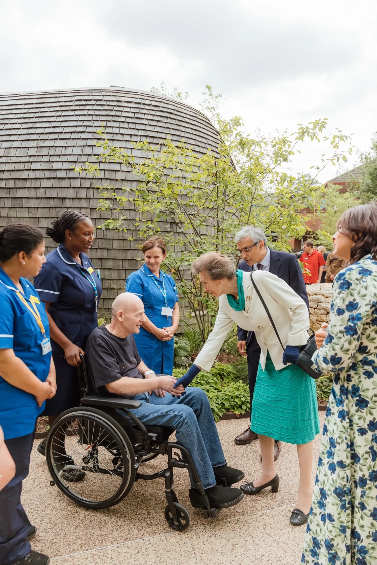 hrh the princess royal speaking to nhs staff at horatios garden on opening day
